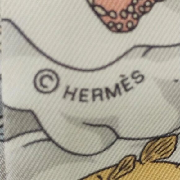 Auth HERMES Twilly 063900S Orange White Multi Silk - Scarf - Picture 3 of 6